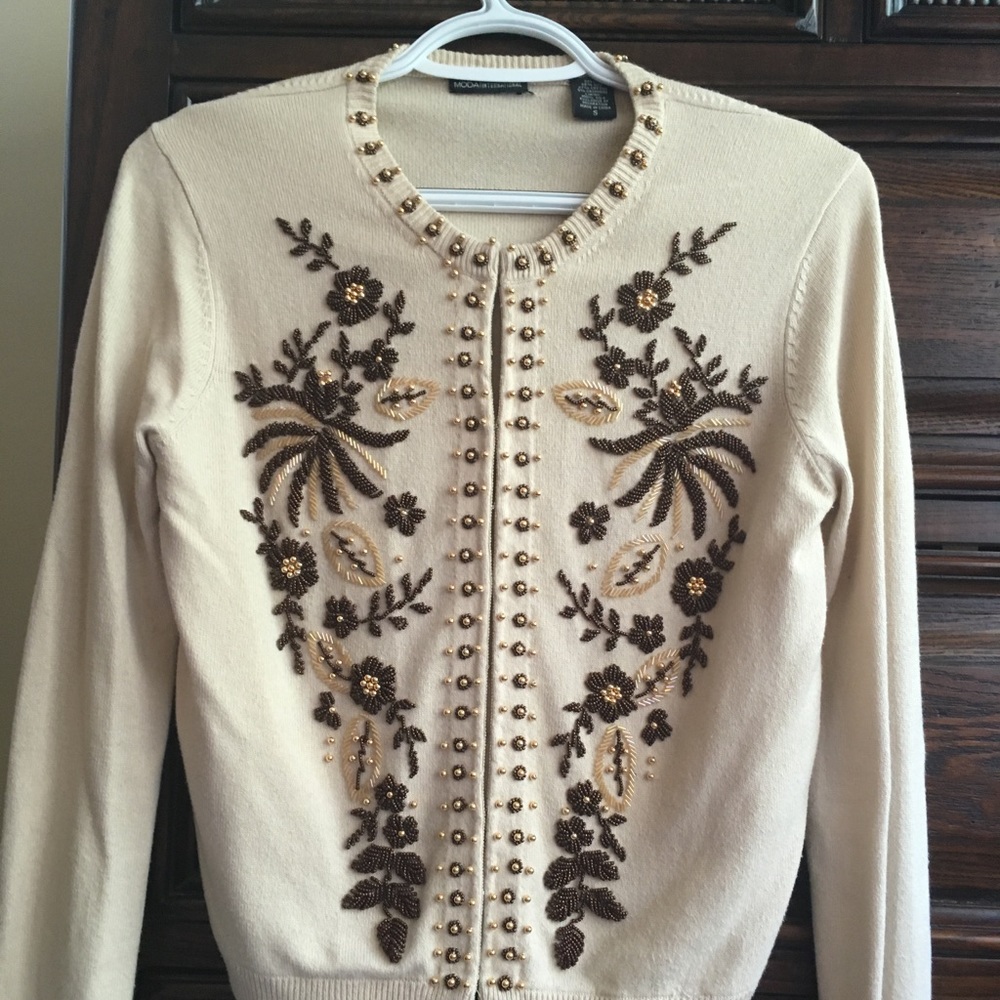 Moda International size S beaded cardigan